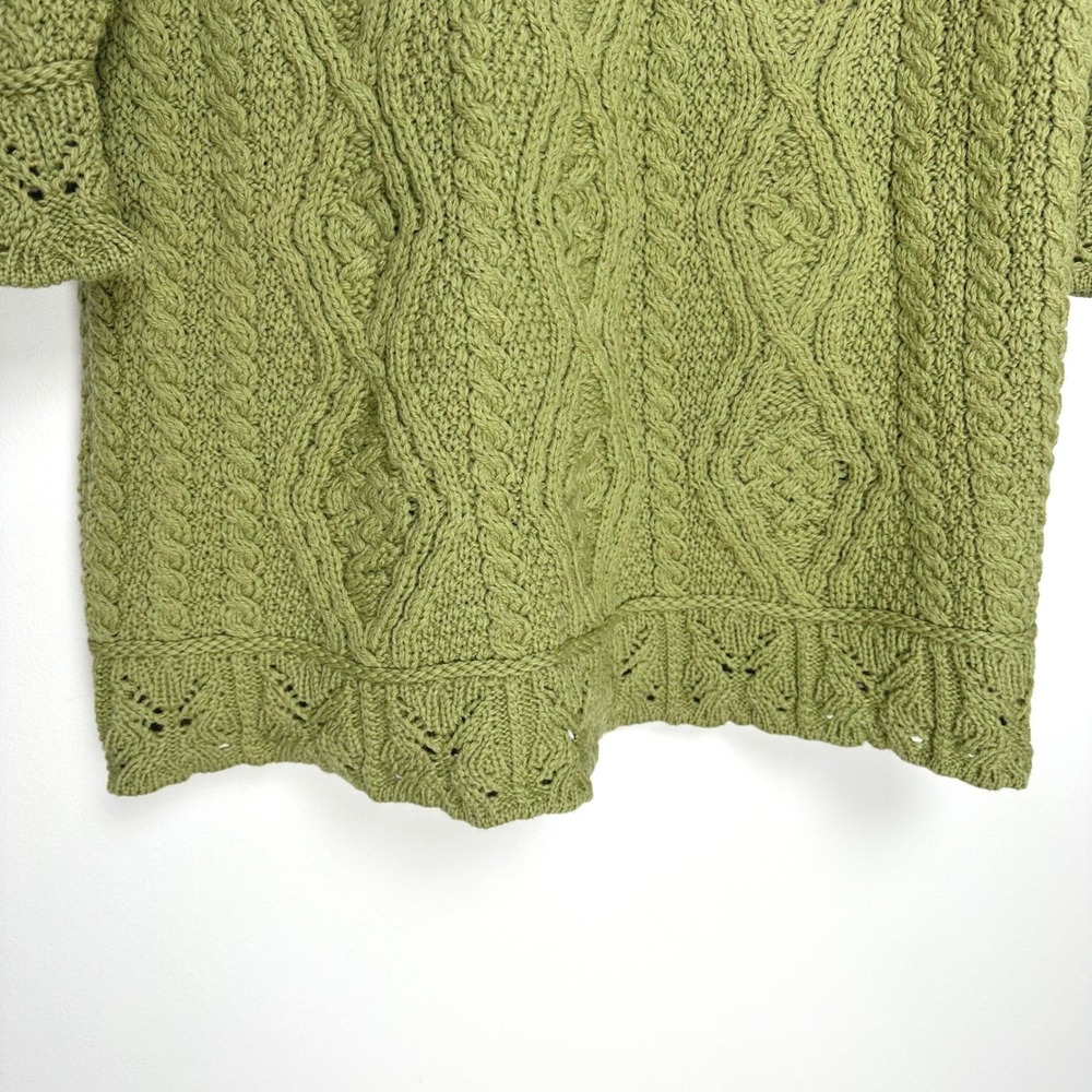 NWOT Aran Crafts Merino Wool Butterfly Stitch Long Zip Cardigan‎ Green XL - Picture 6 of 8